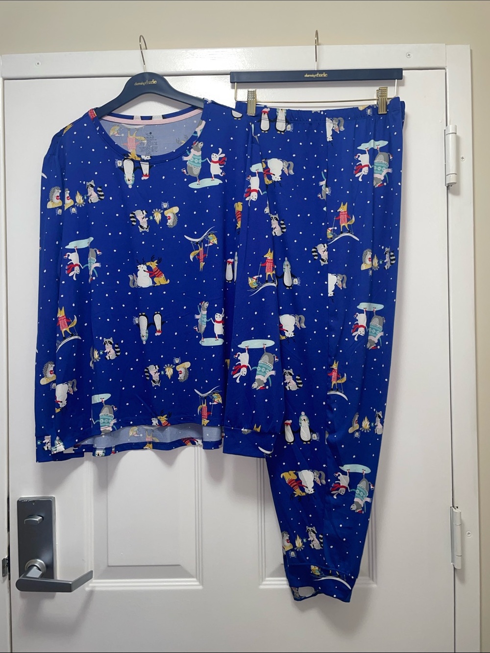 Secret Treasures Navy Blue Penguin Print Pajama Set